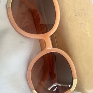 Peach Chloe Sunglasses with Gold Accents
